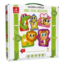 Brinquedo Madeira Alfabeto Animais Abc Bichos 52 Peças 