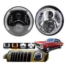 Farol 7 Polegadas Led 60w Angel Eyes Jeep Troller Opala Par