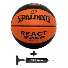 Bola De Basquete Spalding Tf 250 Laranja/preto #7 + Bomba