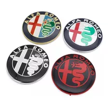 Kit 2 Emblemas Capo Porta Malas Alfa Romeo Par 74mm Aluminio