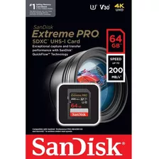 Memoria Sandisk Xtreme Pro 64gb 4k Profesional Sdcx Uhs-i 