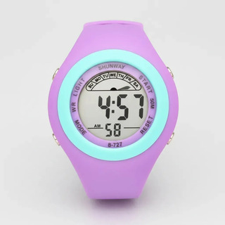 Relógio Esportivo Digital Feminino Shunway - Lilás E Azul Azul-celeste Branco