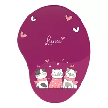 Mousepad Com Apoio Ergonômico Gatinho Personalizado Com Nome