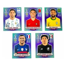 5 Tarjetas Messi Ronaldo Mbappe Neymar Estampas Mundial 2022