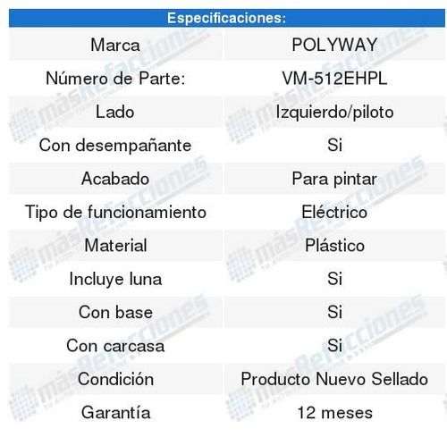 Par De Espejos Electricos C/base 301 13 A 15 Foto 2