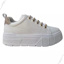 Tenis Feminino Ramarim Original Sneaker Branco Ouro Rose