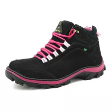 Bota Adventure Couro Atron Shoes - 019 - Preto E Rosa