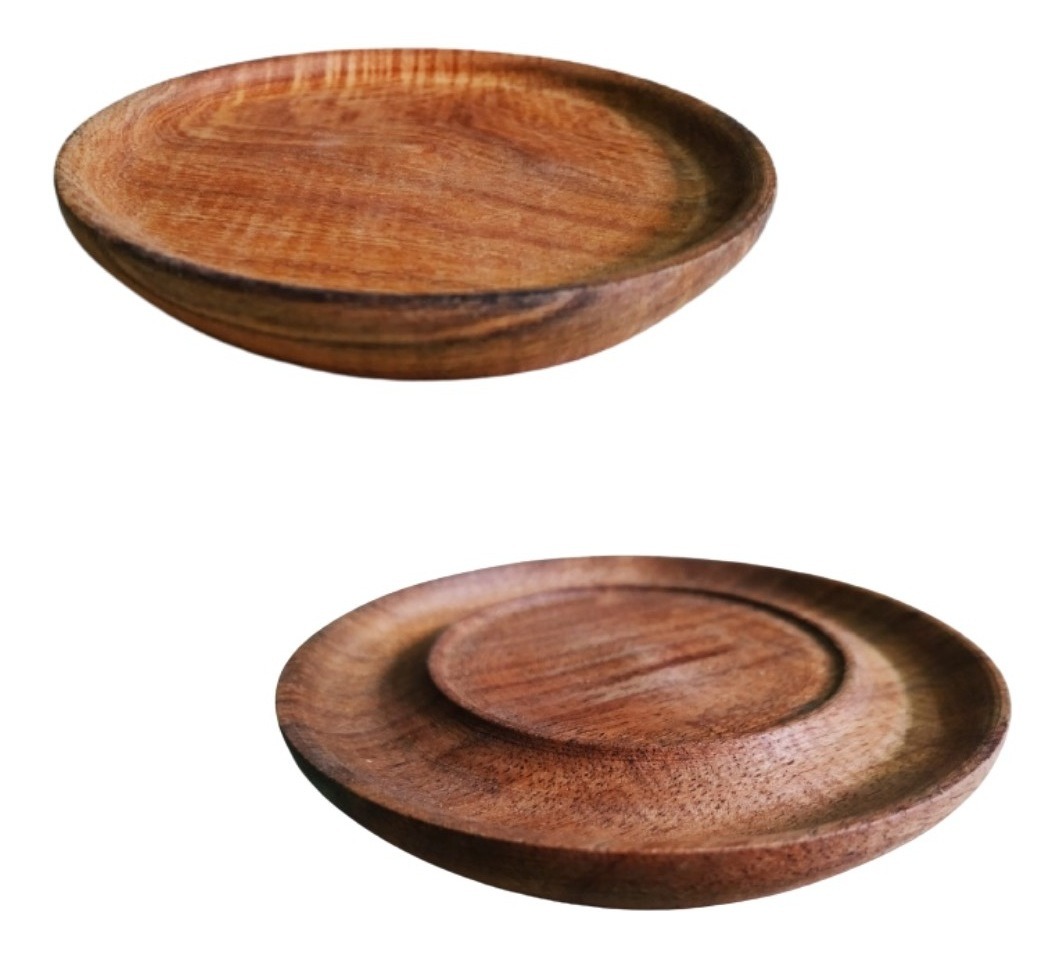 Plato Cavado 12cm/ Madera Algarrobo/ Ideal Apoya Taza X12 U.