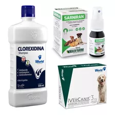 Kit Com Shampoo Tratamento Dermatite Canina Coceira Cães