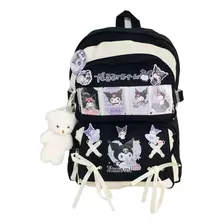 Mochila Importada Kuromi Con Accesorios