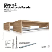 Kit 2 Cabideiro Prateleira Araras Roupas 60x25 Hanover Mdf