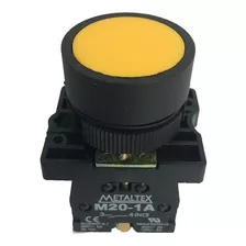 Botão Pulsador Amarelo 1na Para Furo De 22mm - Metaltex
