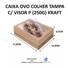 Caixa Ovo Colher Tampa C/ Visor P (250g) Kraft Liso C/6