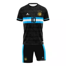 Kit Camisa E Bermuda Messi Argentina Comemorativa Sportiza