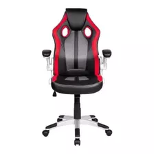 Cadeira Gamer Pelegrin Pel3009 Couro Pu Vermelha/preta Cinza