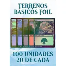 100 Terrenos Básicos Foil (brilhantes), 20 De Cada. Magic 