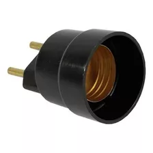 Bocal Soquete E-27 C/ Plug Macho P/ Tomada Adaptador Ilumi Cor Preto