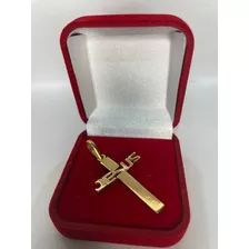 Pingente Cruz Jesus Cor Ouro 18k Dourada Moeda Não Marea 