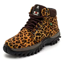 Coturno Feminino Casual Bota Adventure Botinha Trilha Onça 