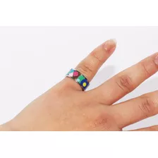 Anillo Dama Plateado Vintage Tribal Multicolor Ase261