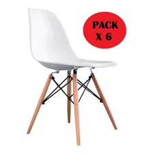 Silla Diseño Eames Pack 6 Unidades Por Mayor Blanca , Bozzo