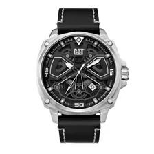 Reloj Caterpillar Hombre Tokio Sumergible 10 Atm Acero Color De La Malla Cuero Negro/plateado-negro