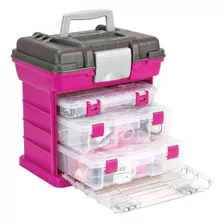 Caja Para Costura Manualidades Hilos Rosa Con Asa Portatil