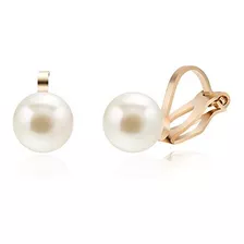 Aretes De Clip Con Perlas De Concha De Agua Dulce Para Mujer