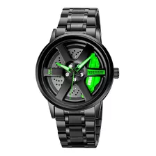 Reloj Pulsera Skmei 1787 De Cuerpo Color Negro, Analógico, Fondo Negro Y Verde Color Negro, Agujas Color Blanco, Verde Y Negro, Bisel Color Negro