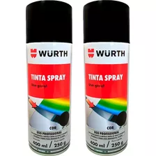 2 Tinta Spray Preta Para Uso Geral 400ml Wurth