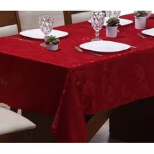 Toalha De Mesa Jacquard Vermelha P/ 6 Cadeiras Natal