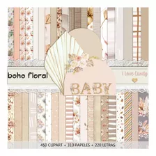 Kit Digital Papeles + Imagenes Boho Floral