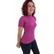 Blusa Gola Alta Inverno Canelada Manga Curta Ref.15440