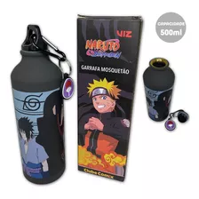 Garrafa Mosquetão 500ml Naruto Sasuke Uchiha Clube Comix