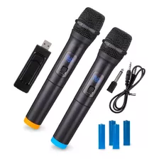 Kit 2 Microfones Ecooda Sem Fio Display Led Karaoke Ec3117