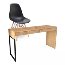 Kit Mesa Desk Natura Com Cadeira Eiffel Charles Eames Preto