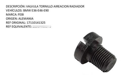 Tornillo Desfogue Radiador Bmw E30-e46-e90-e36 X3 E83 Febi  Foto 2