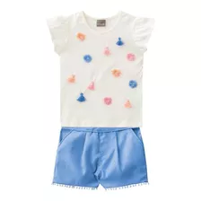 Conjunto Infantil Menina Blusa E Short Texturizado Mundi