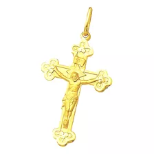 Pingente Crucifixo De Ouro 18k Clássico Médio 34mm K120