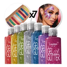 Gel Con Glitter Para Maquillaje Cuerpo Cara Ojos Labios