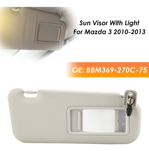 Visor Gris Derecho Con Luz For Mazda 3 2010-2013 Foto 7