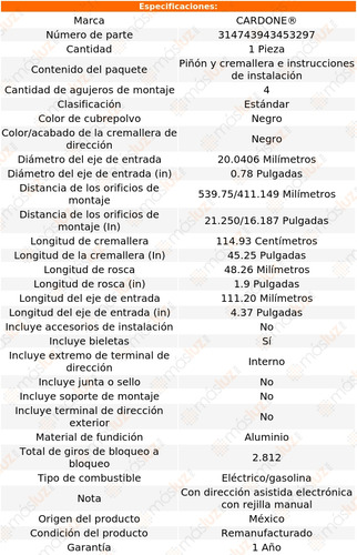 (1) Cremallera Direccin Sonata 2.0l 4 Cil 16/17 Reman Foto 5