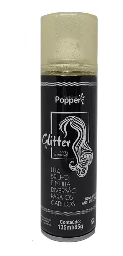 Spray Glitter Removível Para Cabelo Dourado - Popper 