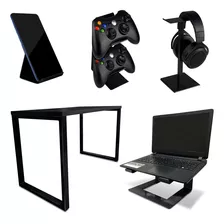 Setup Gamer Vexus Pt Mesa + Suportes Not Cel Controle Fone