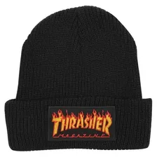 Gorro Thrasher Modelo Beannies Flame Negro Exclusivo