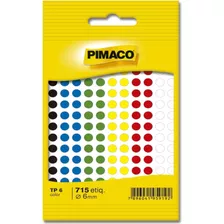 5 Etiqueta Adesiva P/ Codificação 6mm Coloridas Pimaco