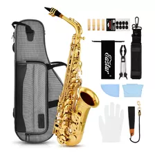 Saxofón Alto Eax-21, Saxofón Plano E De Laca Dorada Con Kit 