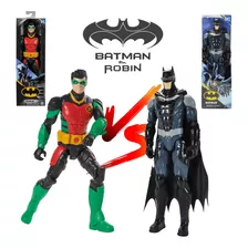 Figura Robin Clássico E Batman Traje Cinza 30cm Gothan Sunny