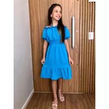 Vestido Infantil De Manguinha Liso Viscolino