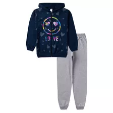 Conjunto Moletom Calça Blusa Infantil Frio Feminino Casaco 